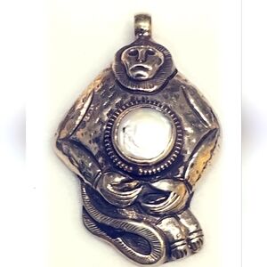Mother Of Pearl Carved Tibetan Pendant
